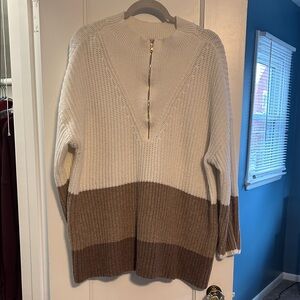 Talbots Cream and Brown Knit Sweater